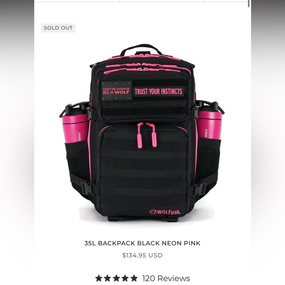 Wolfpak 35L backpack black/ neon pink gym bag